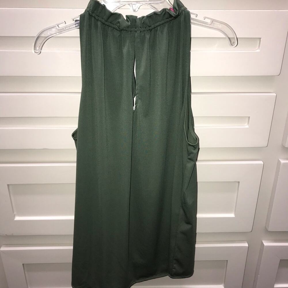 Macbeth Collection Ruffle Halter Shirt Green Small - Picture 3 of 5